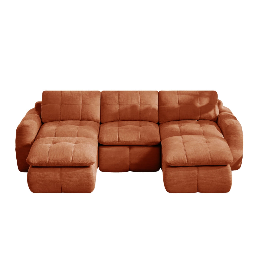 DIVANO Modulare Senza Telaio 264x160 cm Chenille Arancione