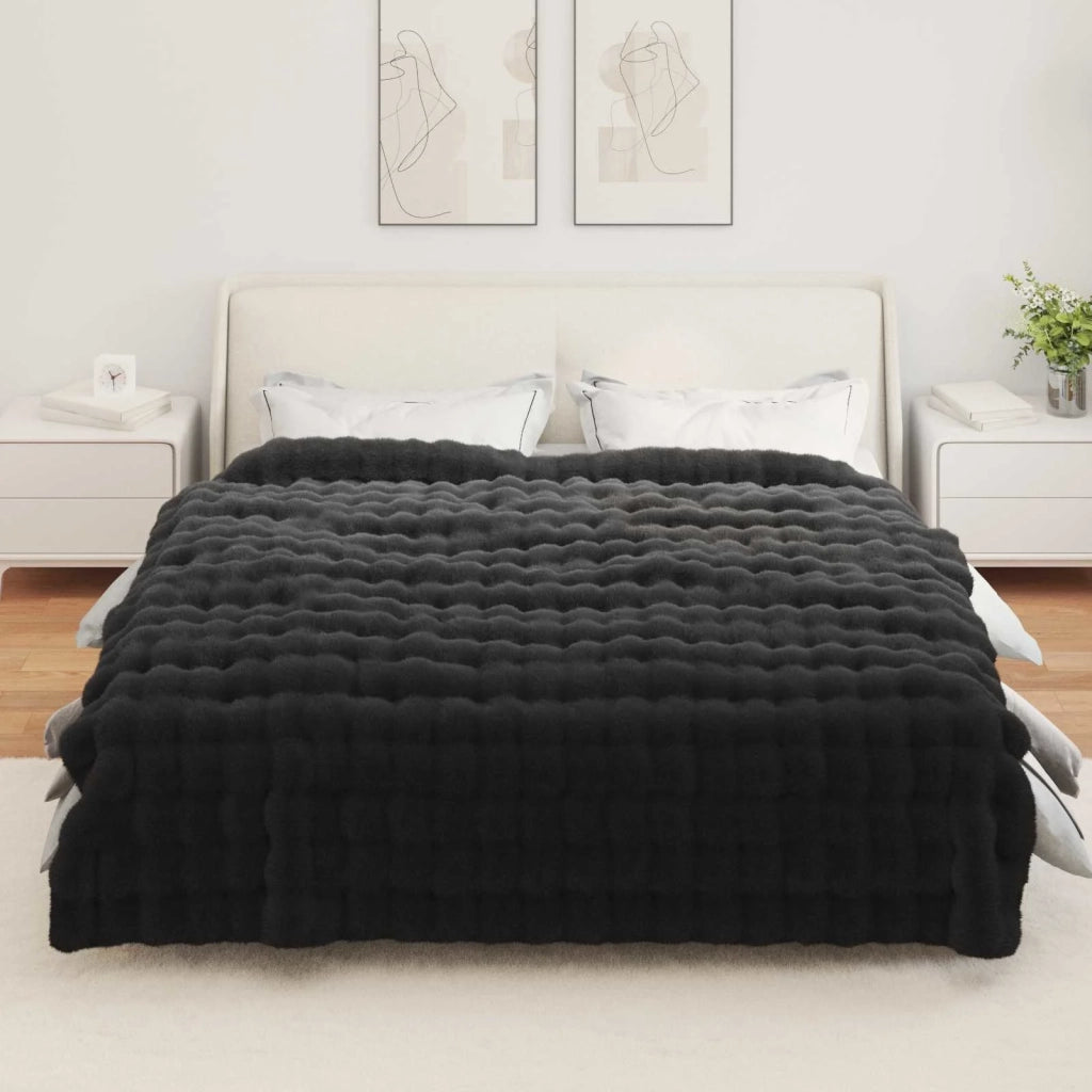 Coperta antiscivolo in sintetica di coniglio Olite Nero
