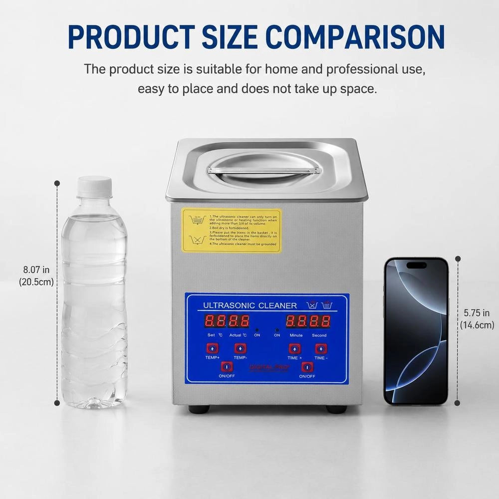 Ultrasonic Cleaner, Ultrasonic Cleaning Device, Heater, Timer, 60W