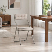 Sedie da sala da pranzo pieghevoli 2 pezzi con seduta imbottita e schienale curvo in velluto kaki