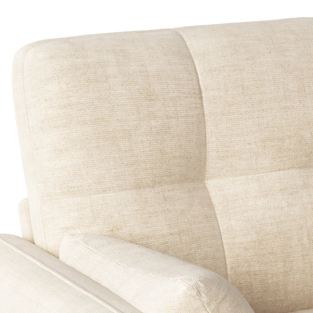 Divano 2 posti 119x78x85 cm in ciniglia beige con 2 cuscini e tasca laterale
