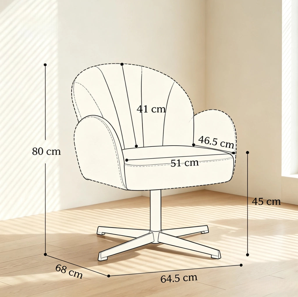 Poltrona girevole 360° in velluto beige e nero