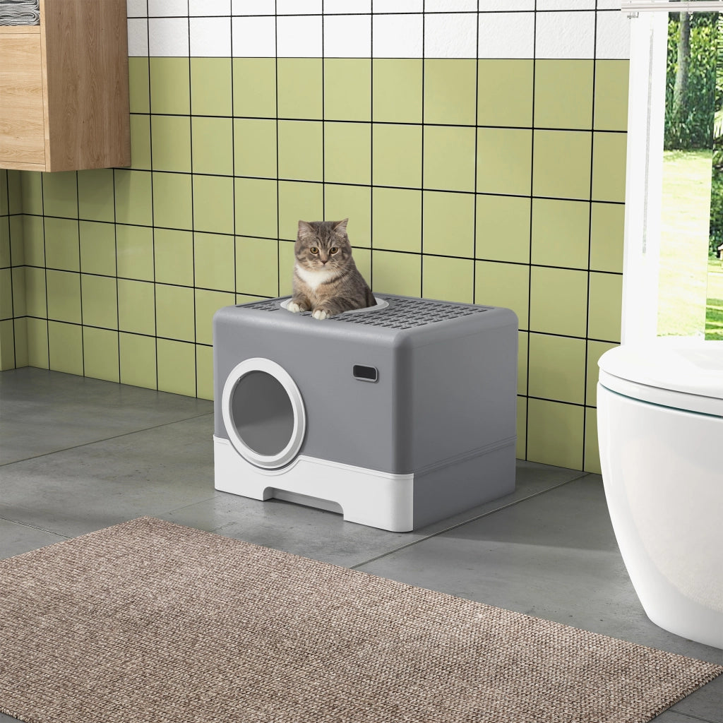 Arenero per Gatti con Vassoio Estraibile ¨C Minimal ¨C 52x41x38,5 cm Grigio