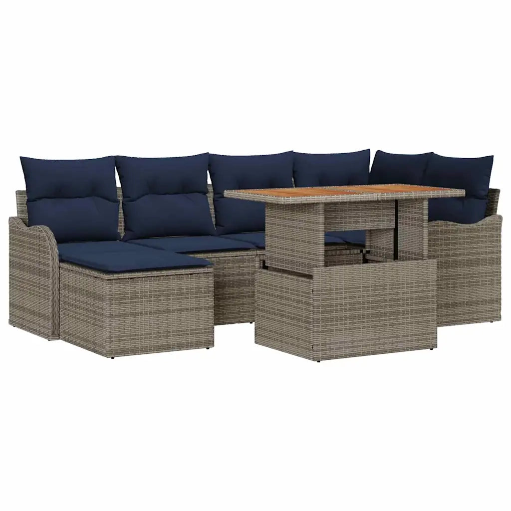 Set Divano da Giardino 7 pz grigio e blu navy 3349485