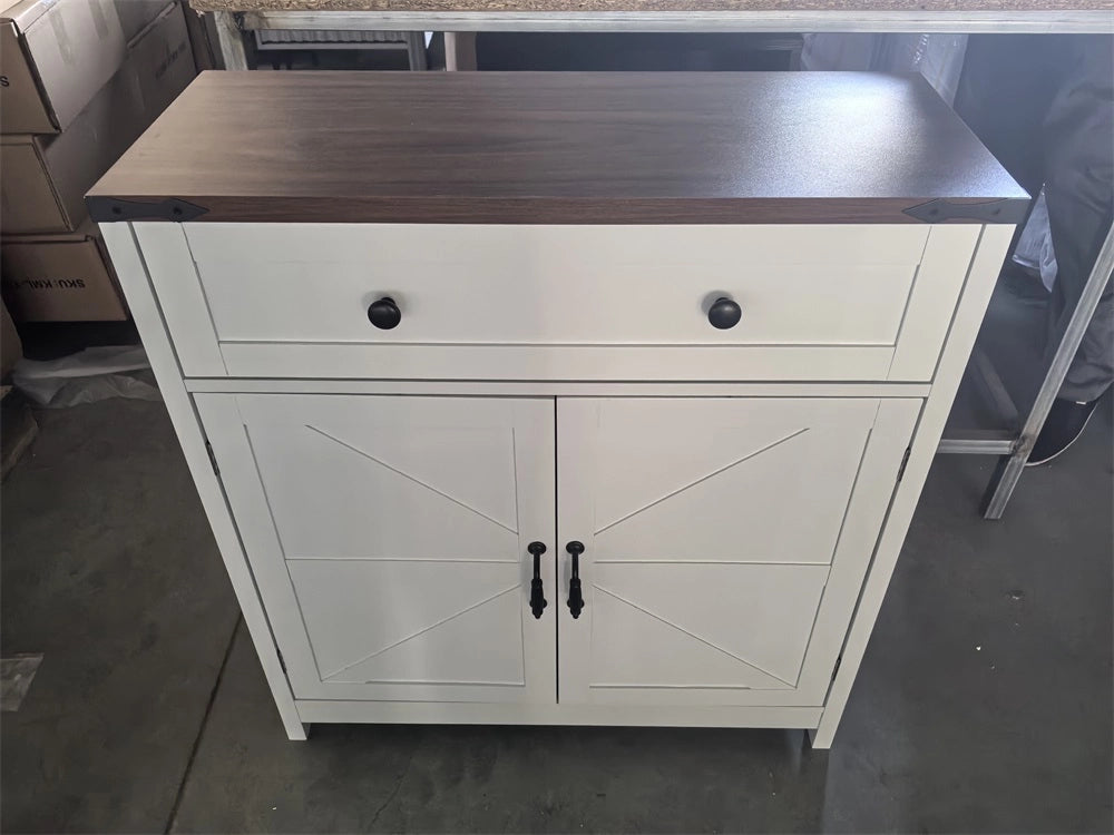 Credenza da cucina con cassetto, 2 ante e ripiano regolabile, per cucina e ingresso, MDF bianco, 76 × 30 × 83 cm