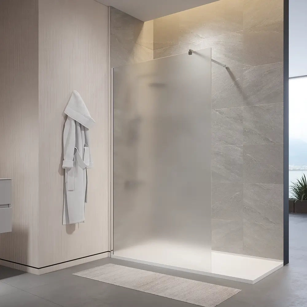 Doccia walk-in 90cm vetro temperato anticalcare 10mm opaco profili cromati | Naxos