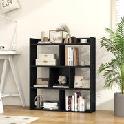 Libreria a 7 cubi con retro aperto nera, con dispositivi anti-ribaltamento, robusta e pratica per casa e ufficio