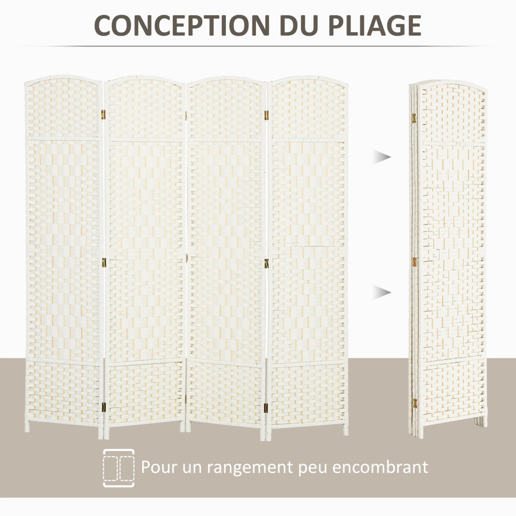 Paravento divisorio 4 pannelli pieghevole ¨C Xylo ¨C legno bianco 180x180 cm
