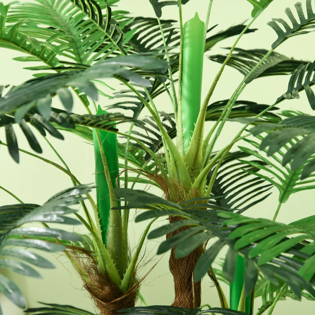 Palma artificiale con 5 fusti e rami modellabili in plastica verde per interni ed esterni