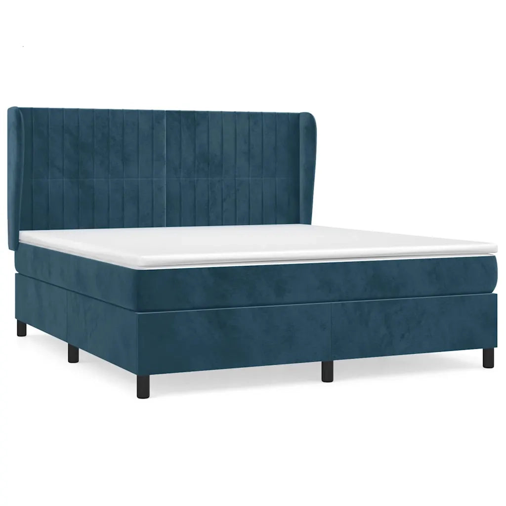 Giroletto a Molle con Materasso Blu Scuro 180x200 cm in Velluto 3129349