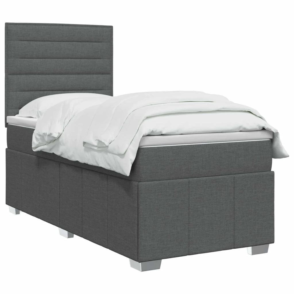 Letto Box Spring LED con Materasso Grigio Scuro 100 x 200 cm 3455529