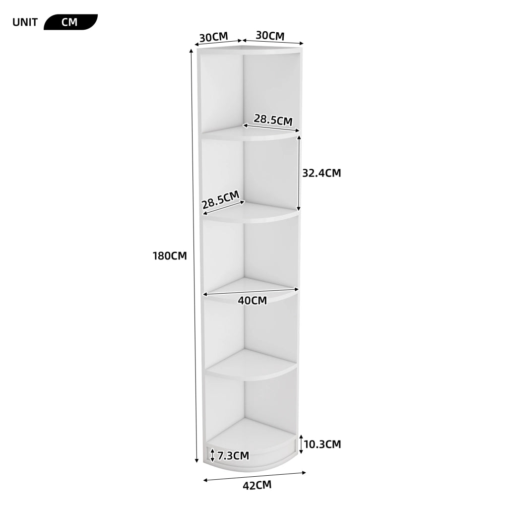 Libreria Angolare a 5 Ripiani ¨C MINIMAL ¨C Bianco, MDF