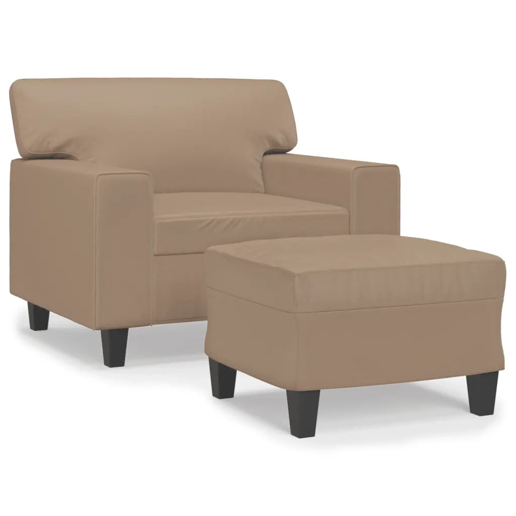 Divano Sedia-Poltrona con Poggiapiedi Cappuccino 60 cm in Similpelle 276232