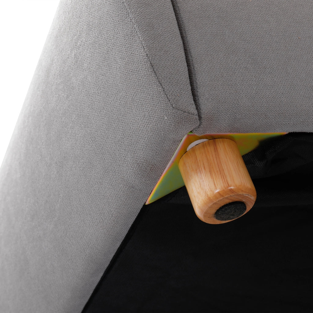 DESMIU Letto Bambino 90 × 200 cm con contenitore idraulico, testiera imbottita e senza materasso, in lino, grigio