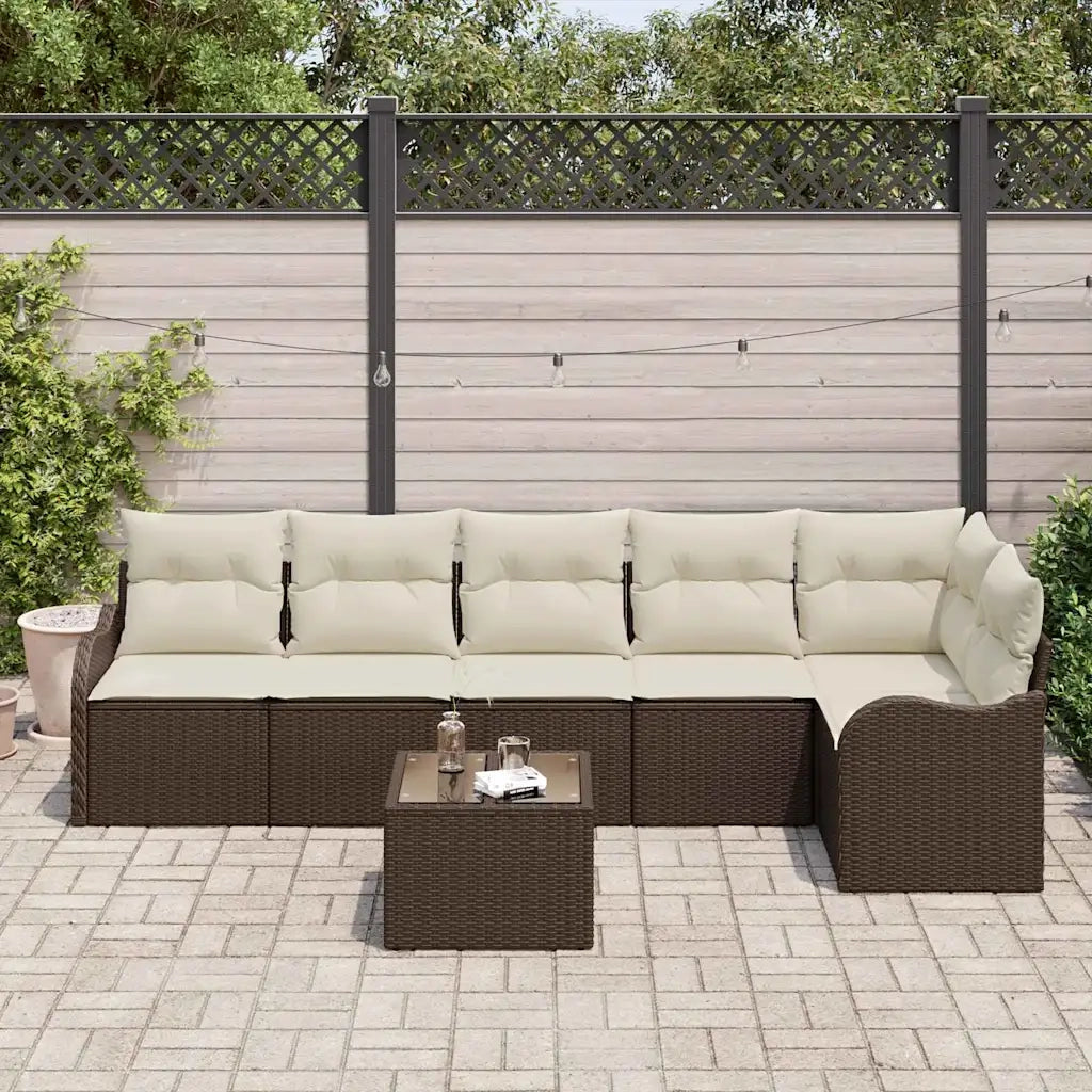 Set Divano da Giardino 7 pcs Grigio polyrattan