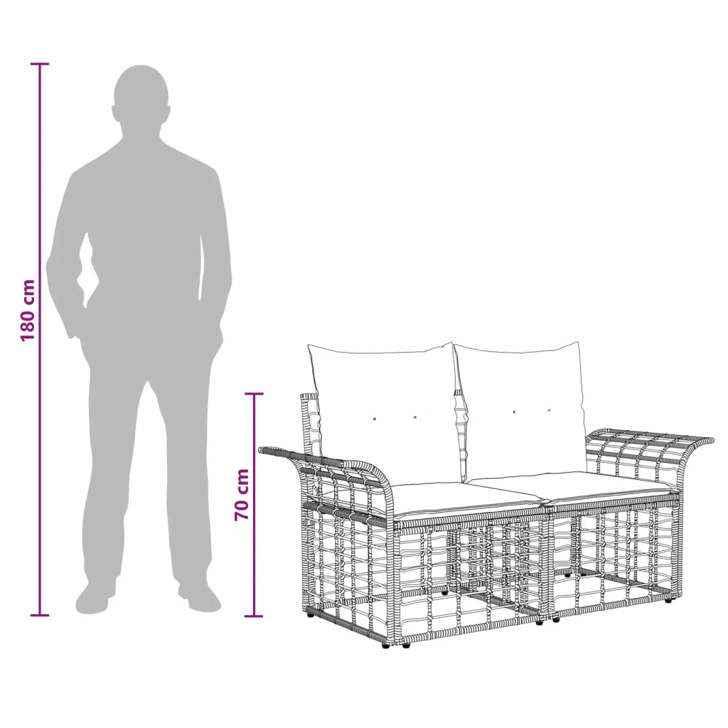 Set di divani da esterno 6 pz Nero e Grigio scuro Poliestere 3437733