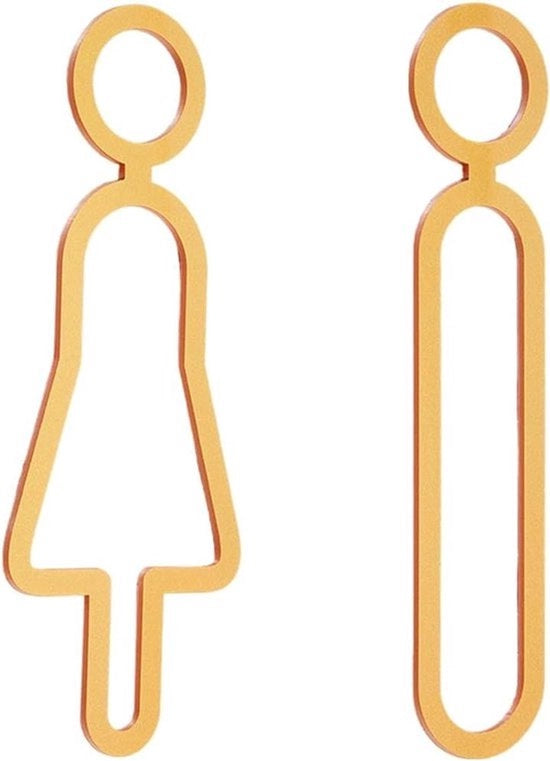 Bordi di identificazione per toilet - Donna e uomo - Adesivi autoadesivi - Sticker per porta toilette - Disegno uomo e donna - Adatto per uso ufficio - Set di 2 pezzi.