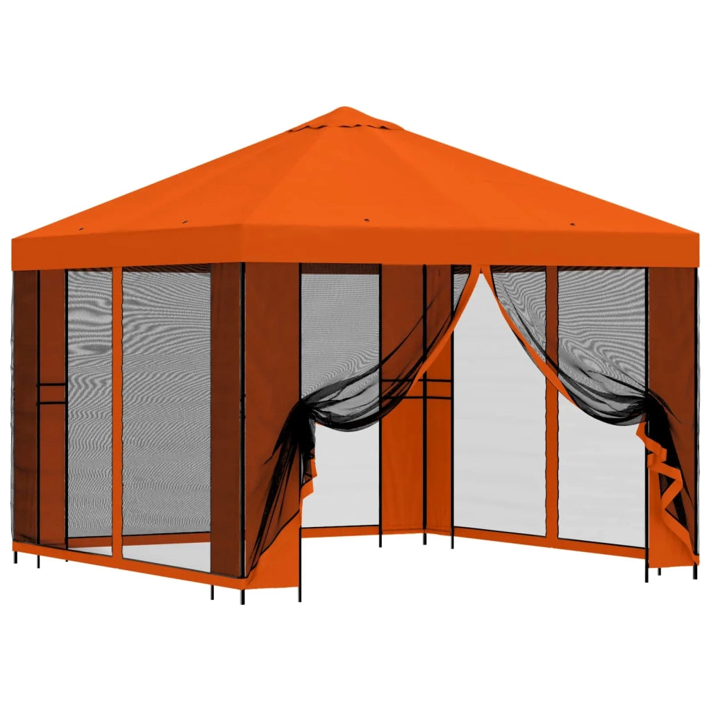 Gazebo | Pergolato da giardino con pareti laterali 3 x 3 m Arancione