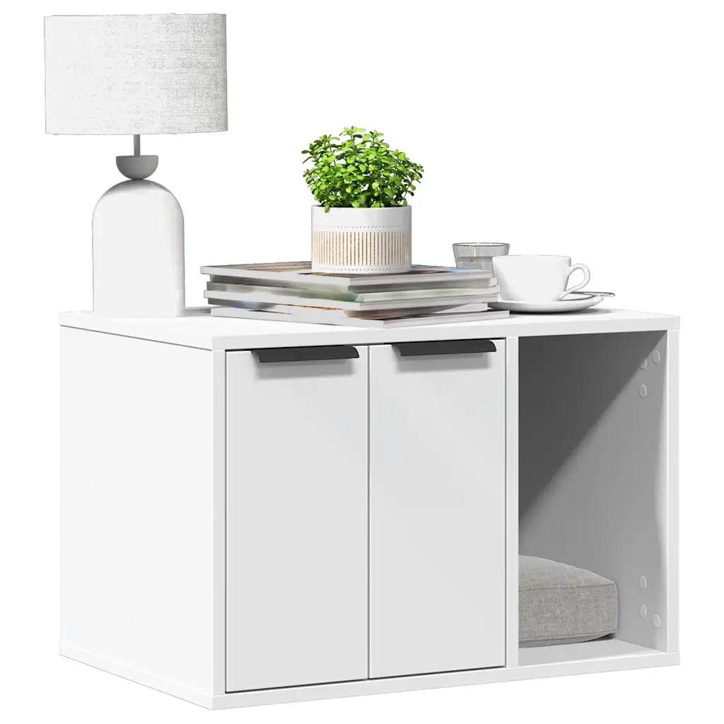 Recinto Lettiera Gatti Bianco 60x40x40 cm in Truciolato 857724