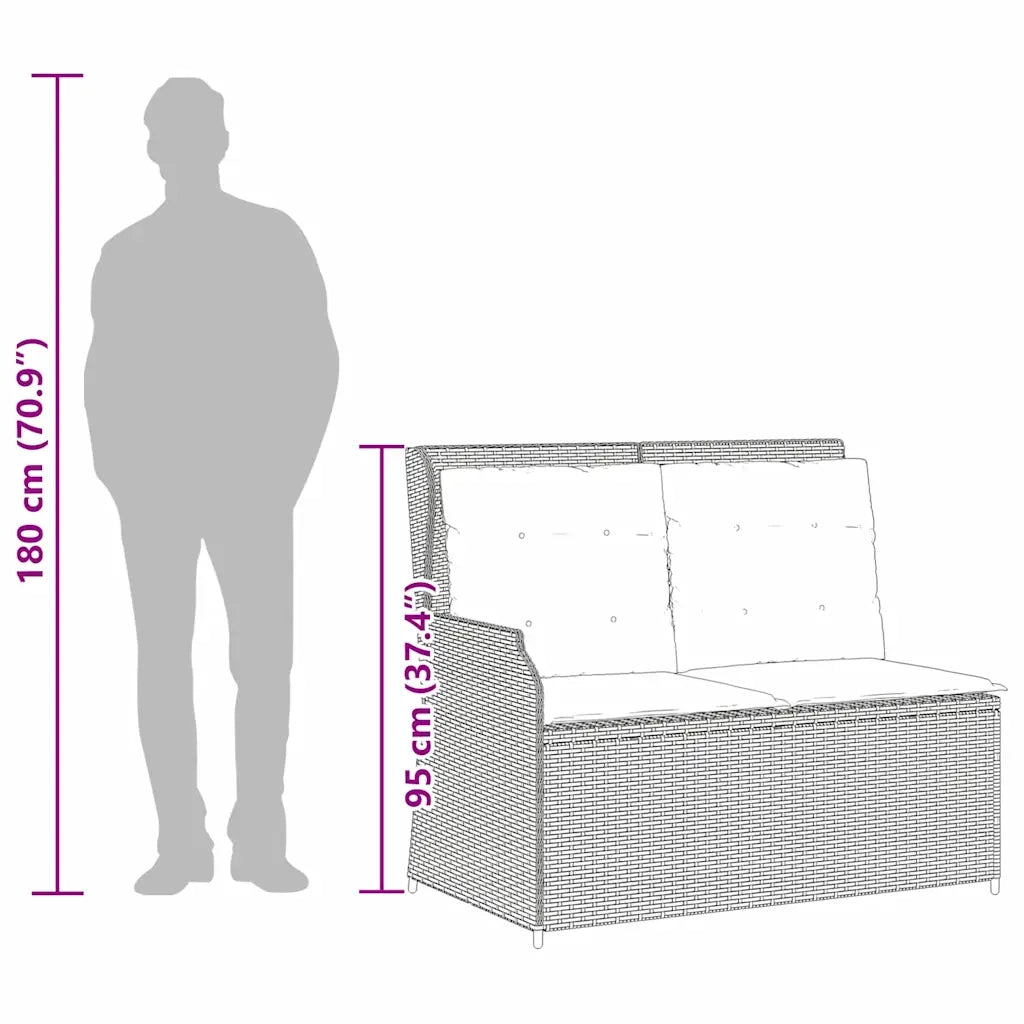 Panchina da giardino Grigio polyrattan 3394456