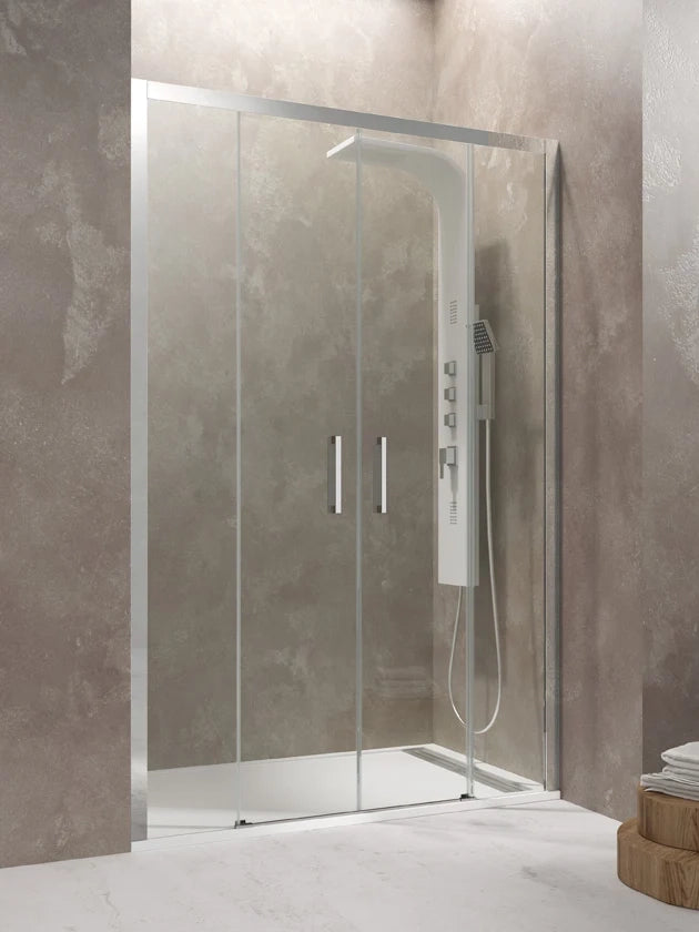 Box doccia angolare AKTUAL ingresso ad angolo 150x70 cm cromo vetro trasparente