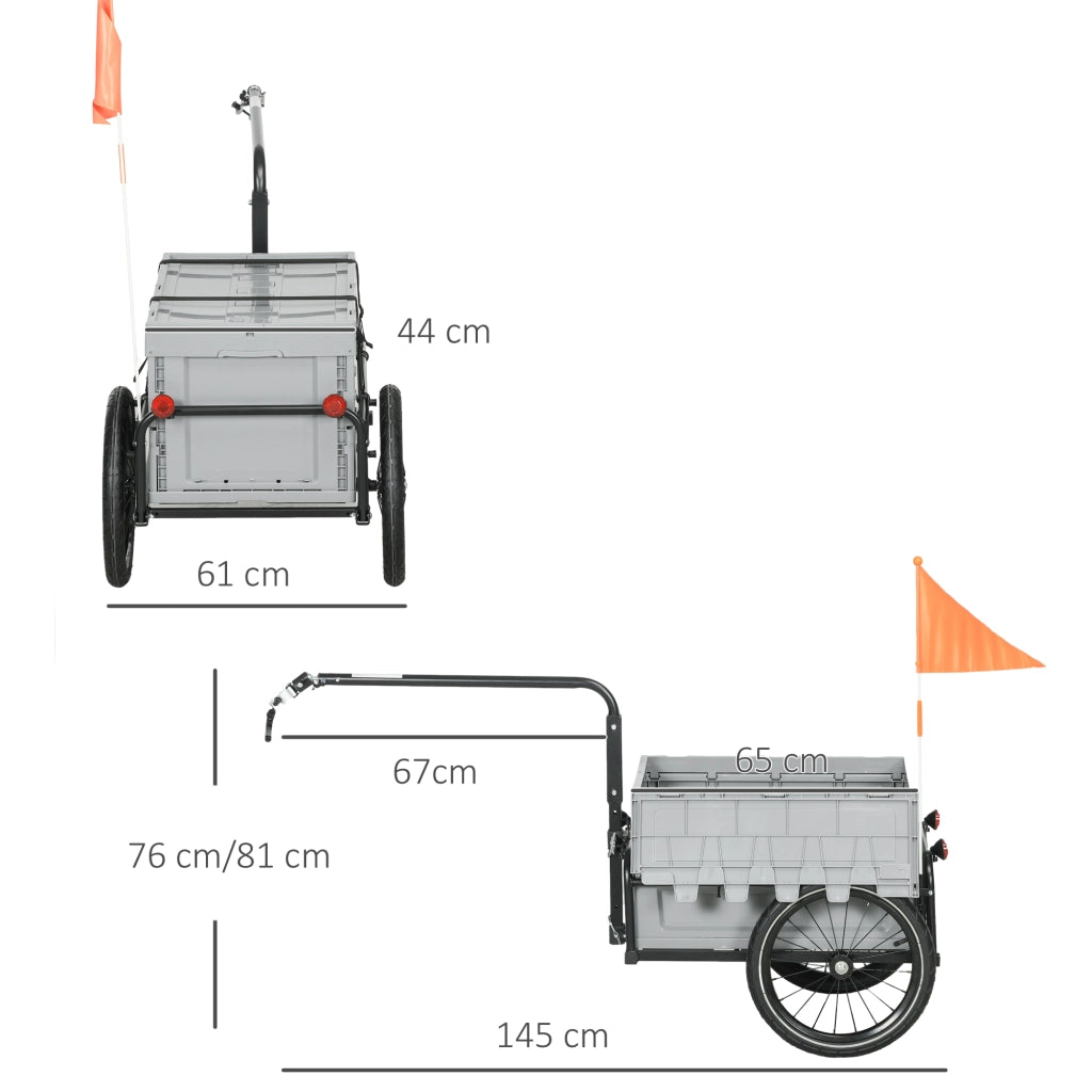 Rimorchio per bicicletta con cesto 65L ¨C Minimal ¨C grigio
