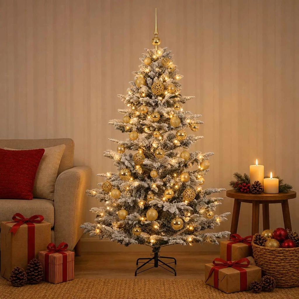 Albero di Natale artificiale con palline 120 cm 150 LED 3465669