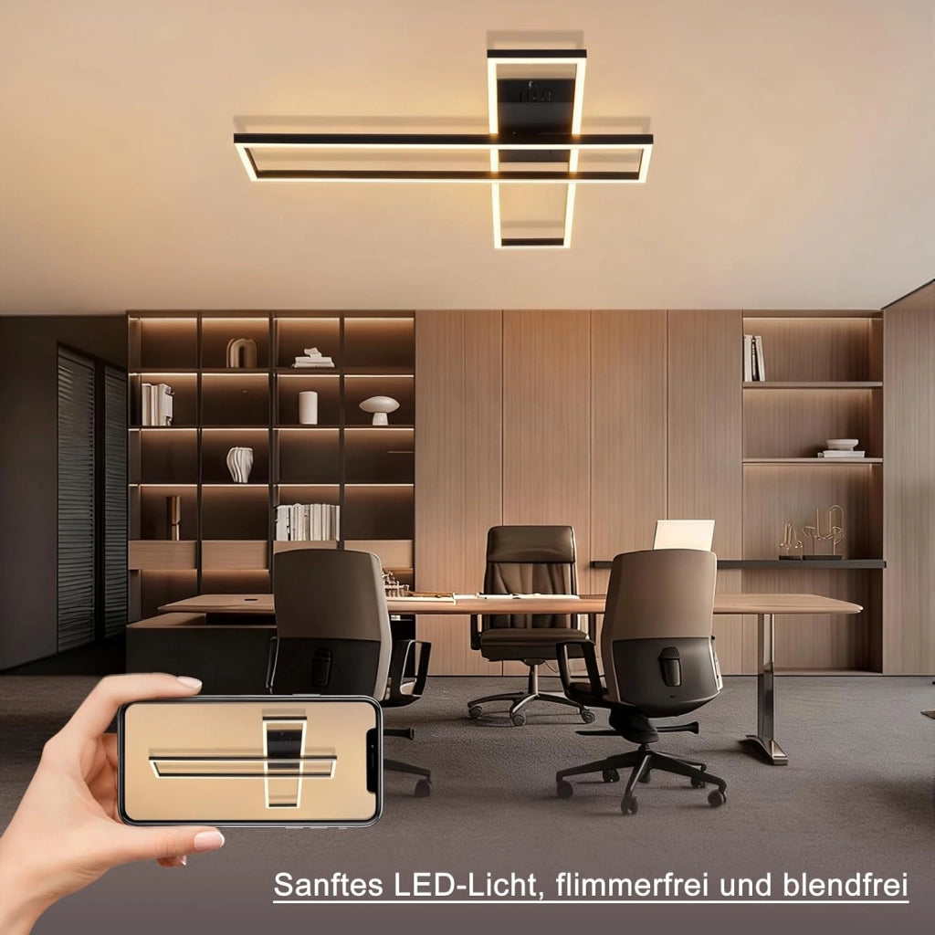 ZMH Lampada da soffitto plafoniera LED 42W nera dimmerabile telecomando design rettangolare per camera letto cucina