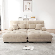 Divano Angolare Chenille con Ottomans e Cuscini ¨C MINIMAL ¨C Tortora Chiaro