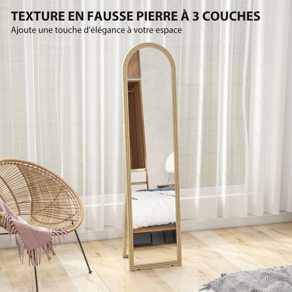 Specchio a parete ¨C Minimal ¨C effetto pietra 40x160 cm beige