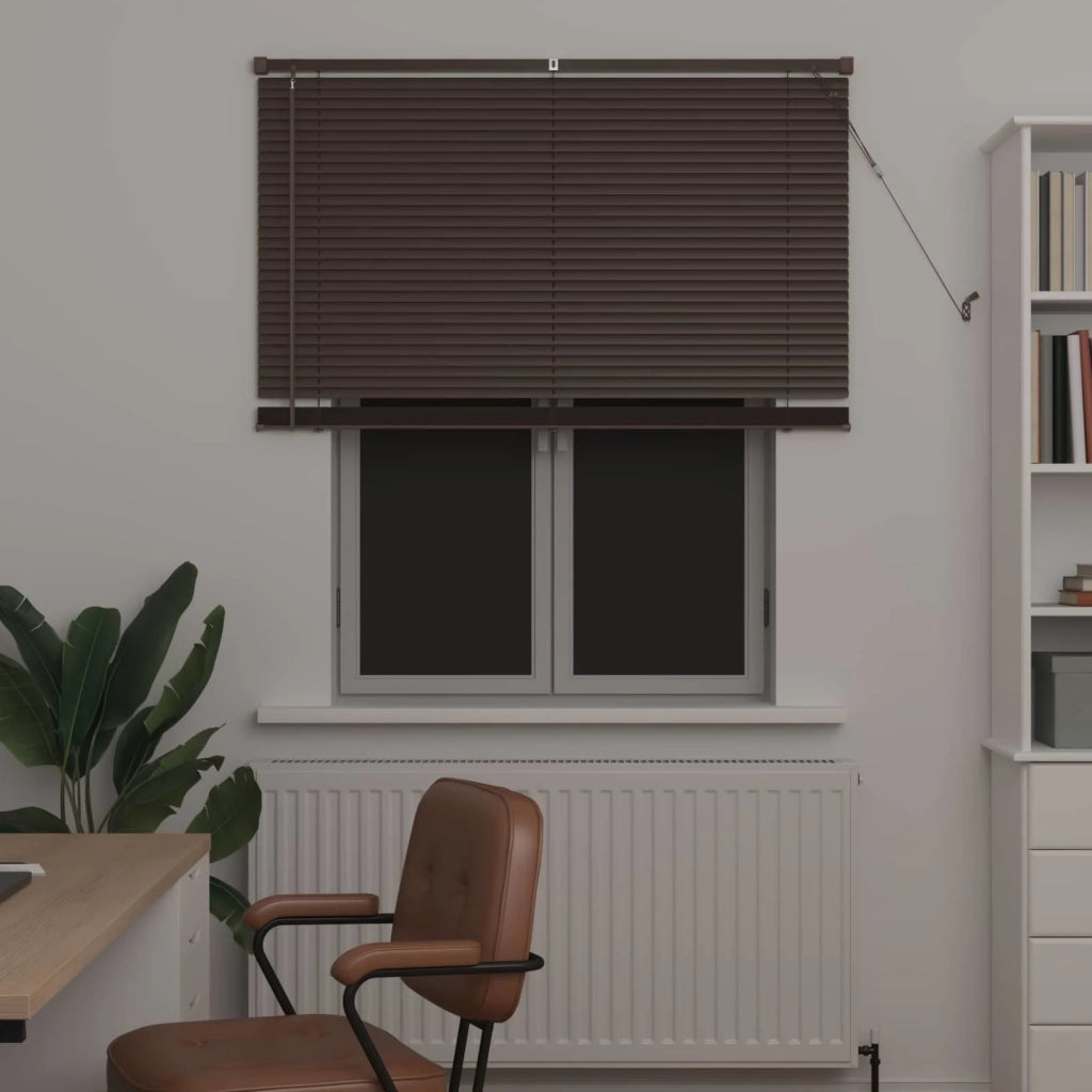 Tenda Veneziana | Tenda a lamelle Marrone Scuro con Motivo 150 x 110 cm 25 mm PVC