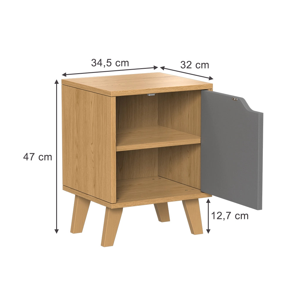 Vicco Comodino Rovere/antracite 2 parti