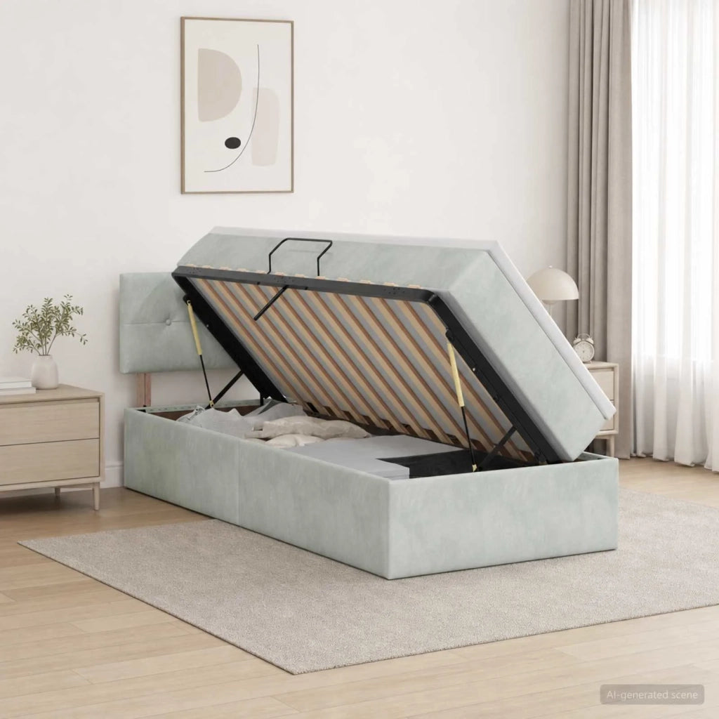 Letto con contenitore LED e materasso Grigio Chiaro 3459228