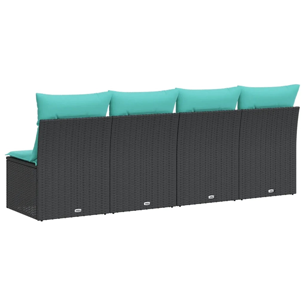 Divano da Giardino con Cuscini a 4 Posti Nero in Polyrattan 366027