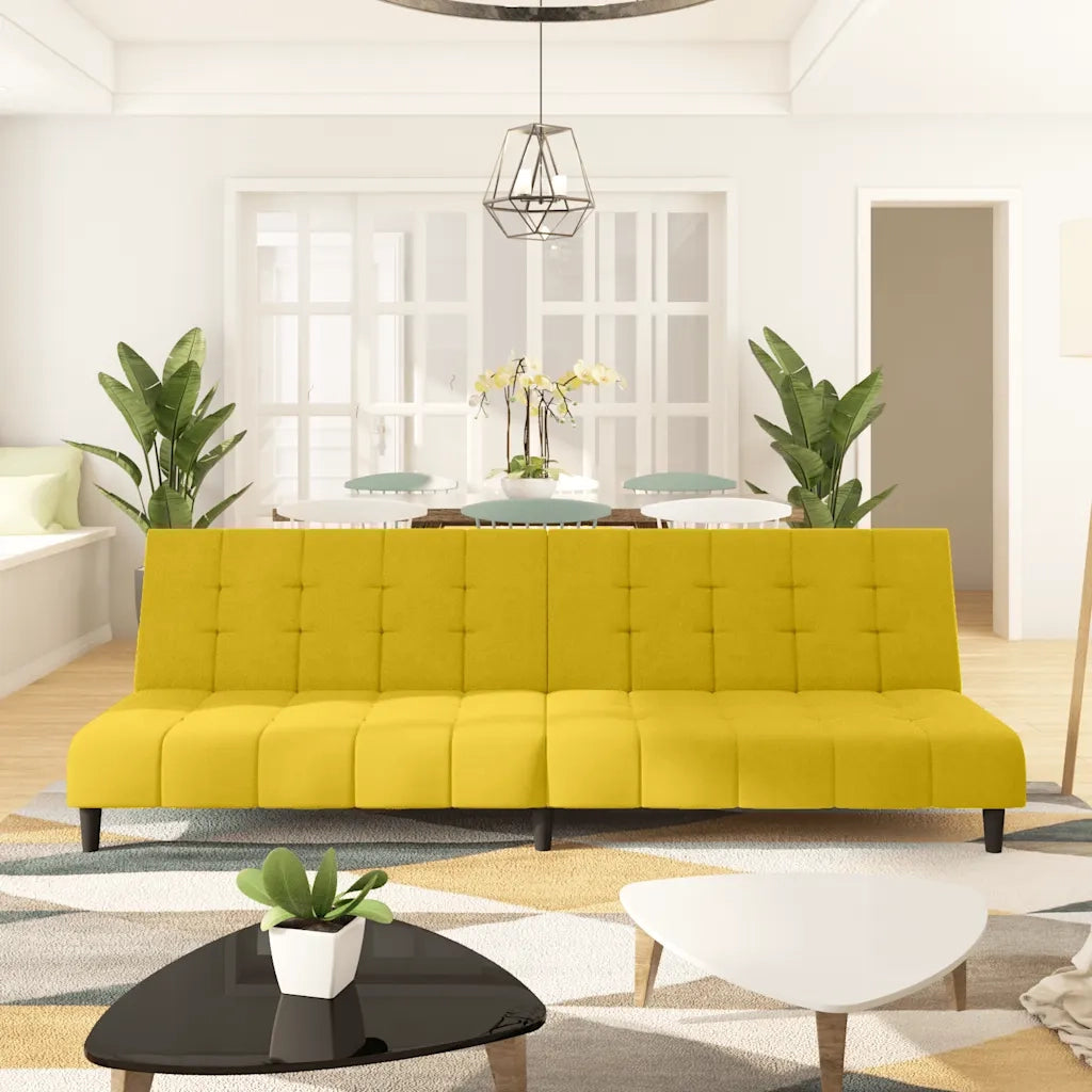 Divano letto | Sof¨¤ letto | Letto singolo a 2 Posti Giallo in Velluto