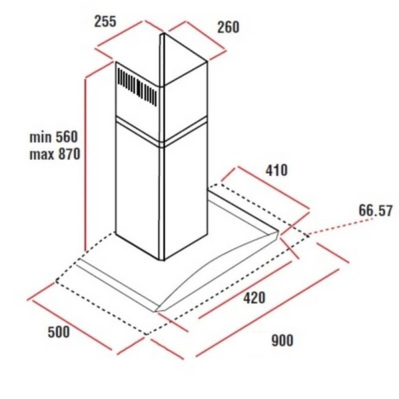 Samet Cappa WETH 90 inox da parete 90 cm cupolino in vetro