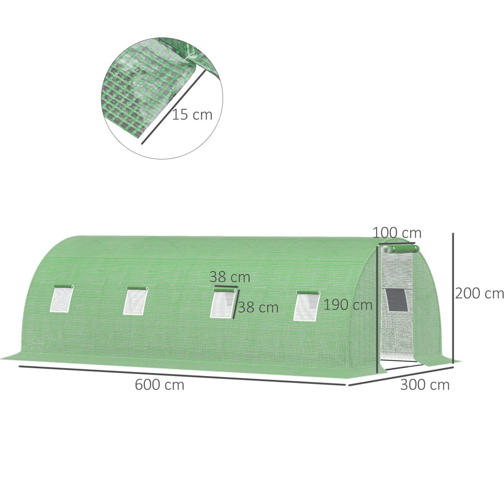 Serra a tunnel 6 x 3 m con 8 finestre e porta avvolgibile