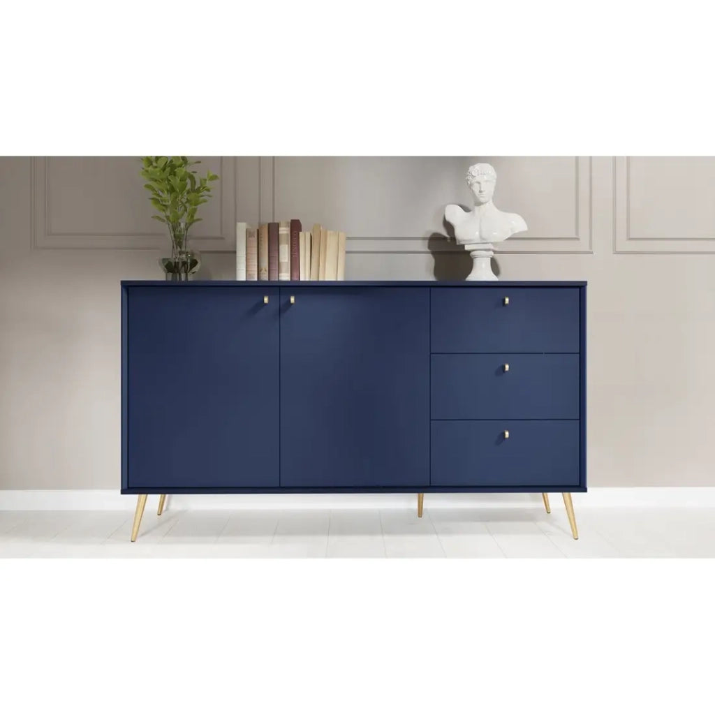 Buffet design AZURÉA – 2 ante & 3 cassetti – Blu profondo – 156x89x41 cm
