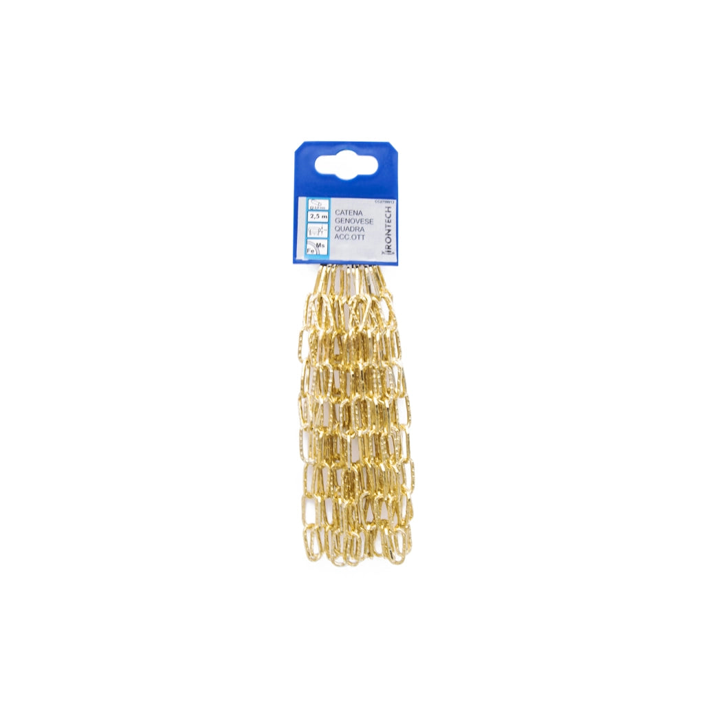 Catena genovese pretagliata maglia quadra Ã˜ 2 mm. in acciaio ottonato 2,5 mt.