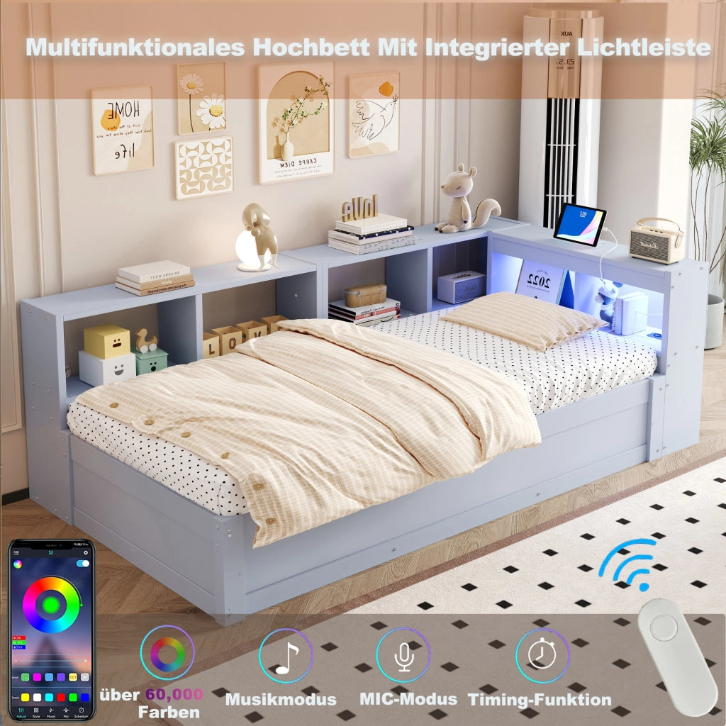 letto multifunzione mdf grigio 90 x 200 cm