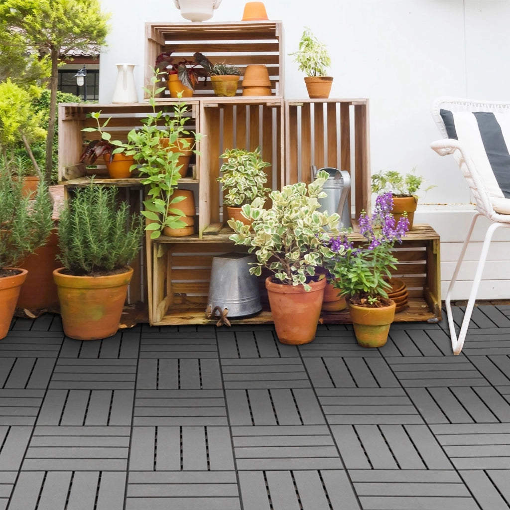 Set Piastrelle per Pavimenti Esterni ¨C zephmum ¨C Nero, Polipropilene, 30x30x2cm