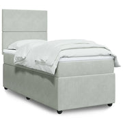 Giroletto a Molle con Materasso Grigio Chiaro 100x200cm Velluto
