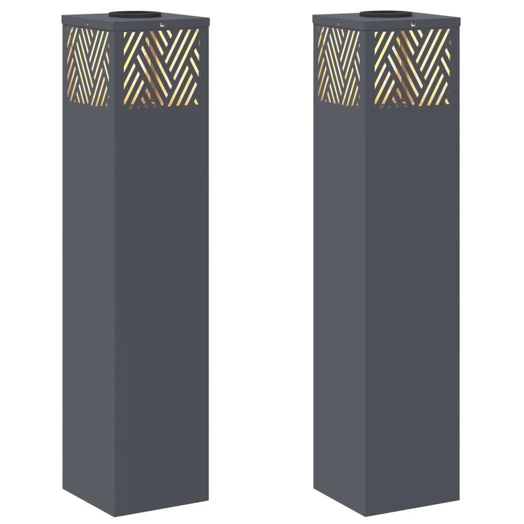 Set di 2 lampade da terra solari dal design moderno per esterni 18 x 18 x 80 cm in acciaio antracite 02_0052547