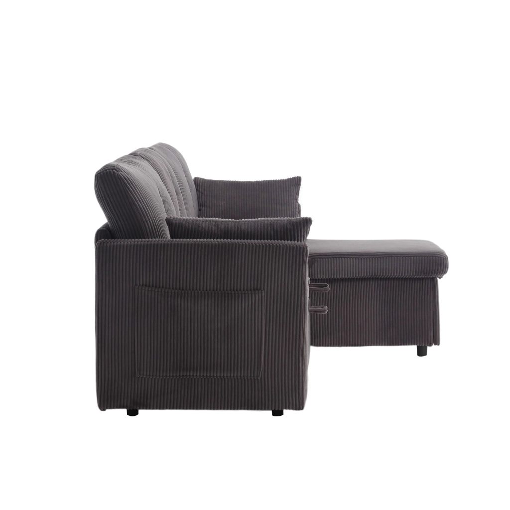 Divano letto modulare 206x108x66 cm con vano contenitore grigio scuro
