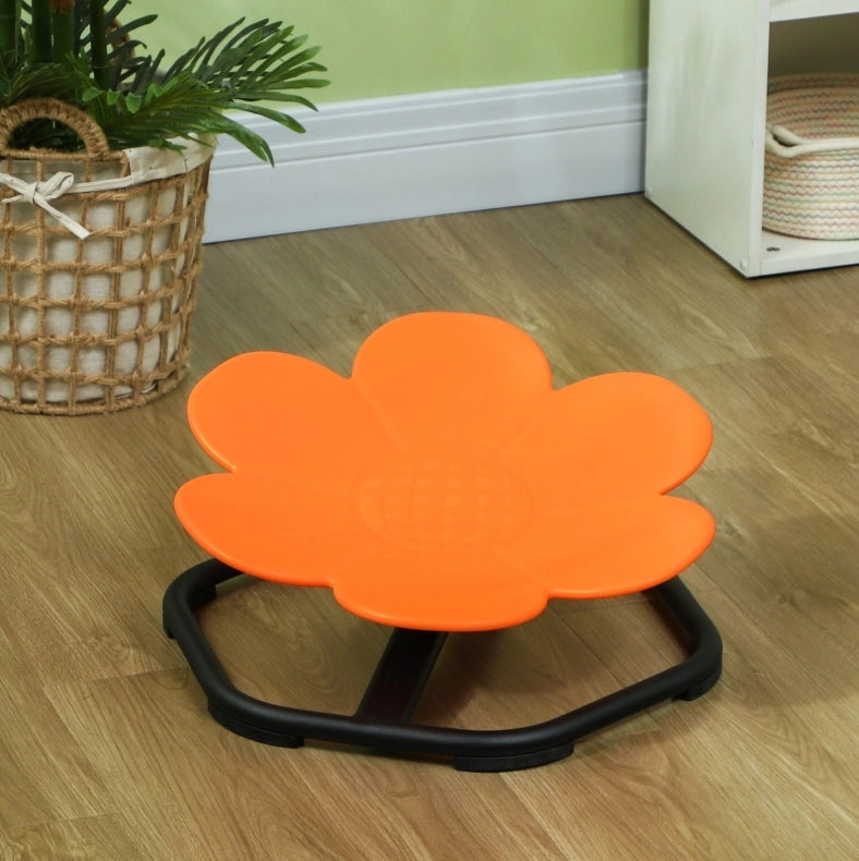 Sedia girevole sensoriale ULEVR per bambini 55x55x26 cm, in plastica arancione con base antiscivolo