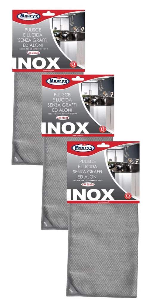 KIT SET 3 PZ MAURY'S PANNO PER ACCIAIO INOX 35X35CM