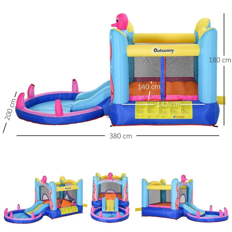 CASTELLO GONFIABILE PER BAMBINI CON SCIVOLO E PISCINA TEMA MARE