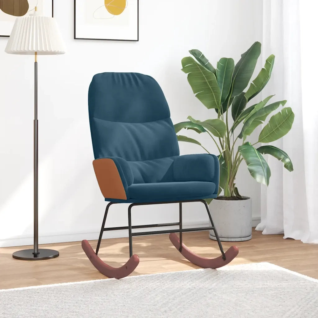 Sedia a Dondolo Blu in Velluto 4102631