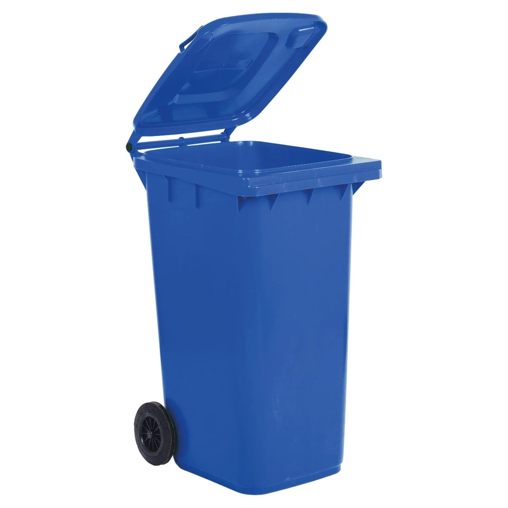 BIDONE QUADRO NETTEZZA URBANA CON RUOTE LT.240  cm.72x58x106h  blu    ICS