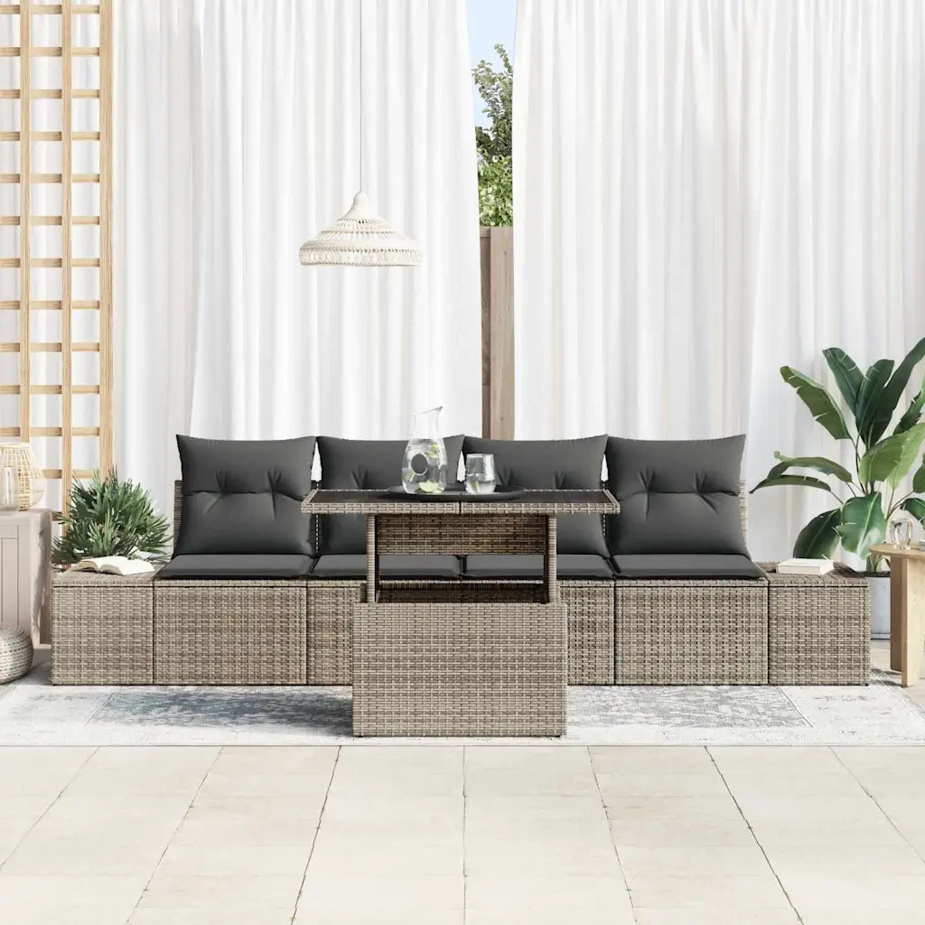 Set di divani con cuscino 5 pcs Grigio polyrattan